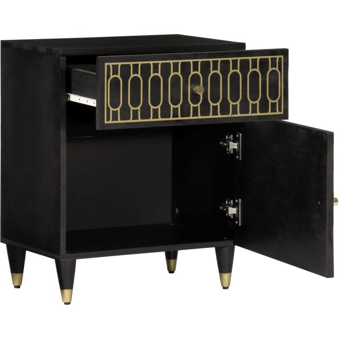 Mesita de noche madera maciza de mango 50x33x60 cm - comfortxl