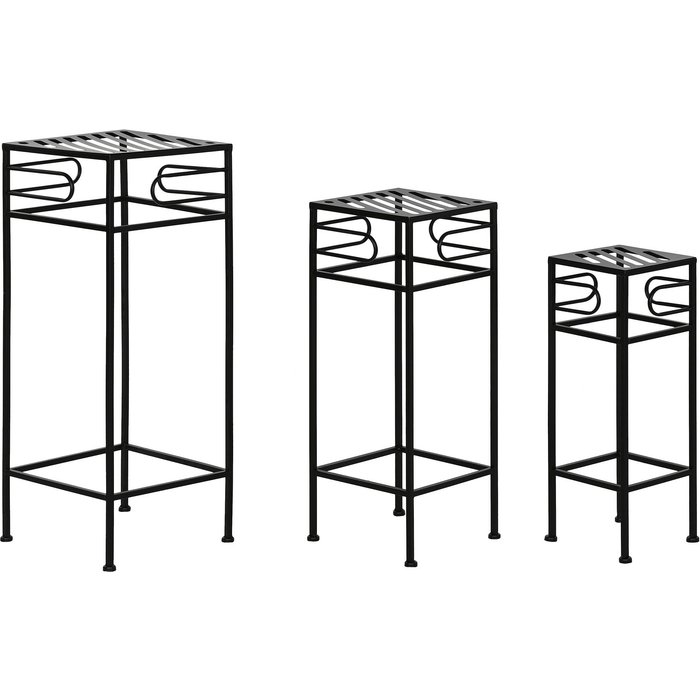 Pack de 2 mesita auxiliar set 3 metal 28x28x70 negro