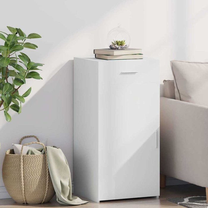 Aparador blanco de 45x42,5x93 cm, madera de ingeniería.