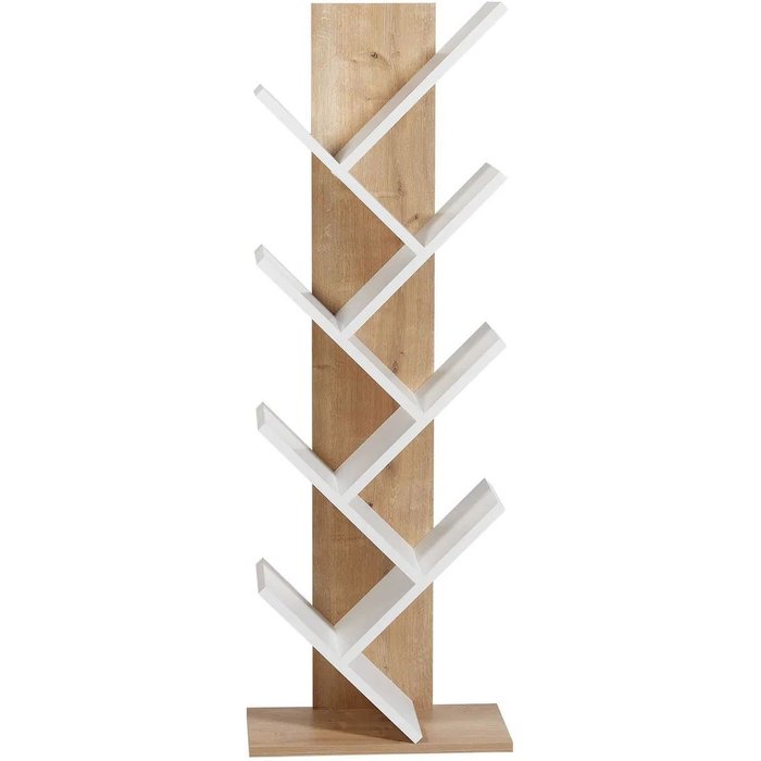 Librería de madera tuval 066 - 46 x 22 x 129 cm - roble, blanco