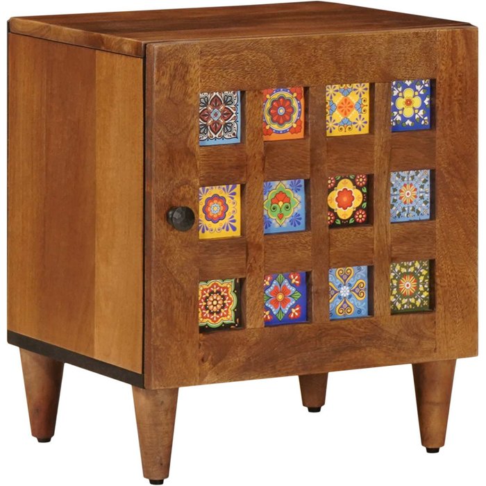 Armario de noche marrón 40 x 33 x 46 cm madera de mango maciza vidaxl