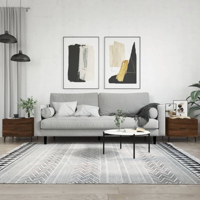 Mesas de centro 2 unidades madera ingeniería marrón roble 50x50x40cm