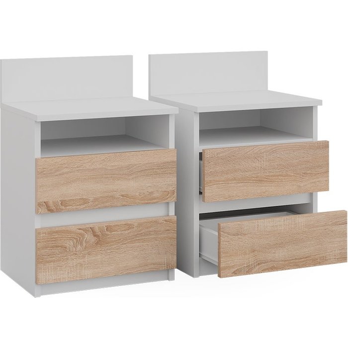 Vicco mesilla de noche monty, blanco/sonoma, lote de 2