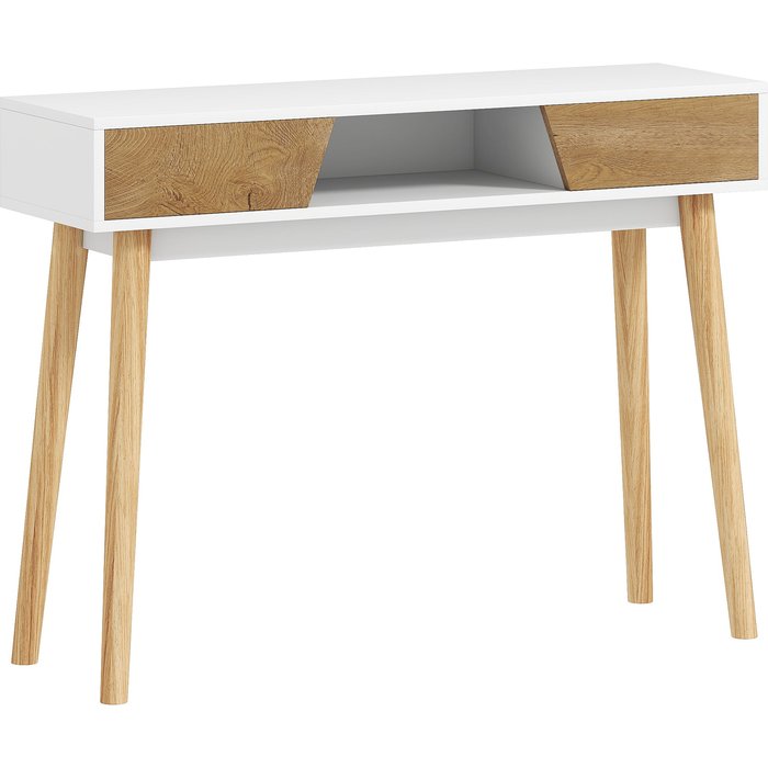 Mesa consola homcom melamina de madera blanco 100x30x75 cm 837-565v00wt