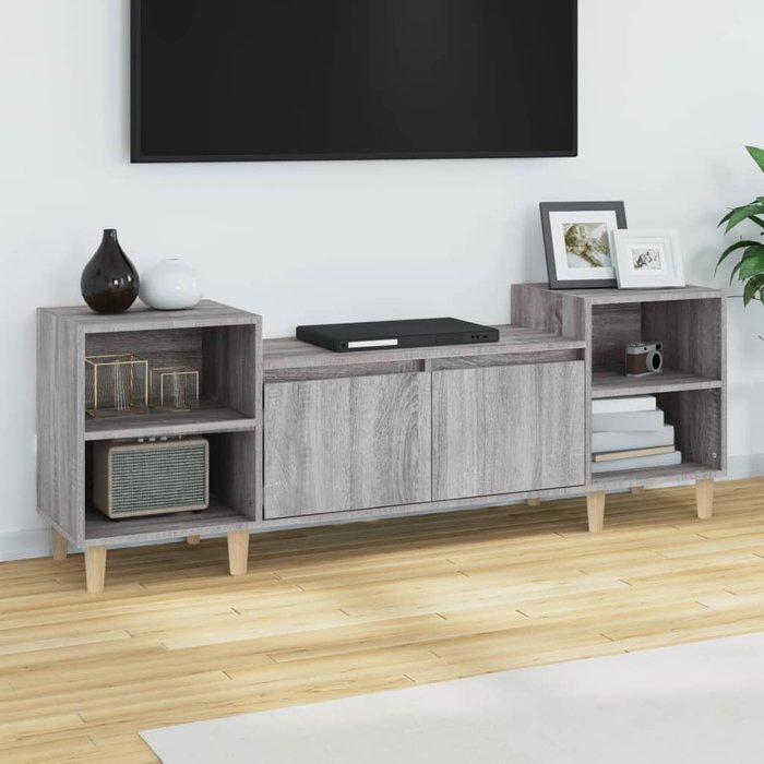 Mueble de tv sonoma, gris, 160x35x55 cm, madera de ingeniería