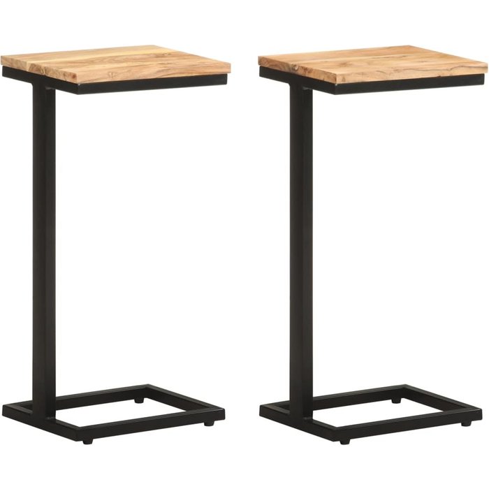 Mesitas auxiliares 2 uds madera mango maciza 31,5x24,5x64,5 cm
