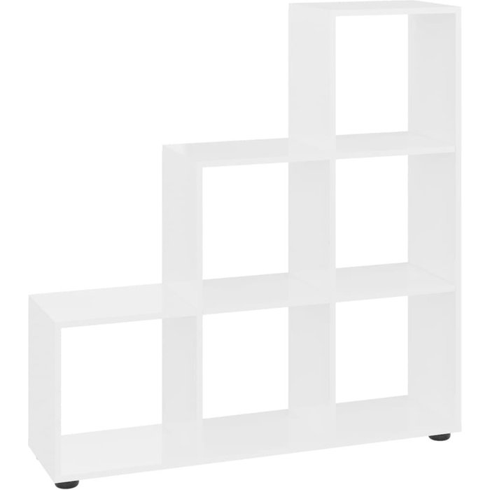 Estantería forma de escalera madera contrachapada blanco brillo – comfortxl