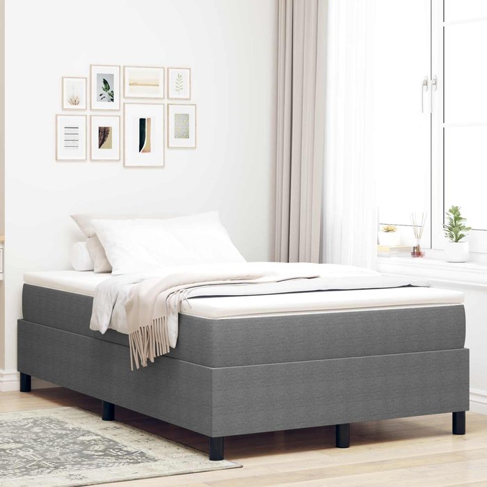 Cama de plataforma gris claro 120 x 190 cm tela de pana vidaxl