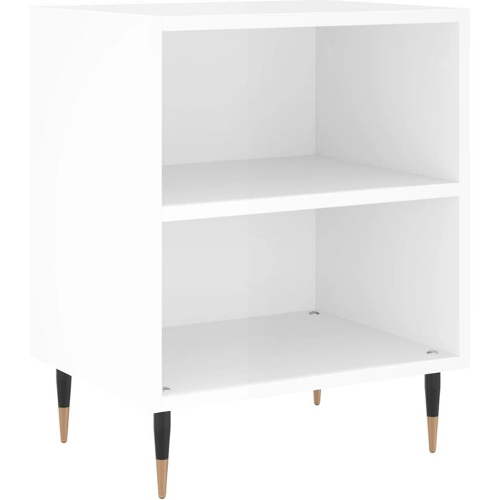 Mesita de noche madera de ingeniería blanco brillo 40x30x50 cm - comfortxl