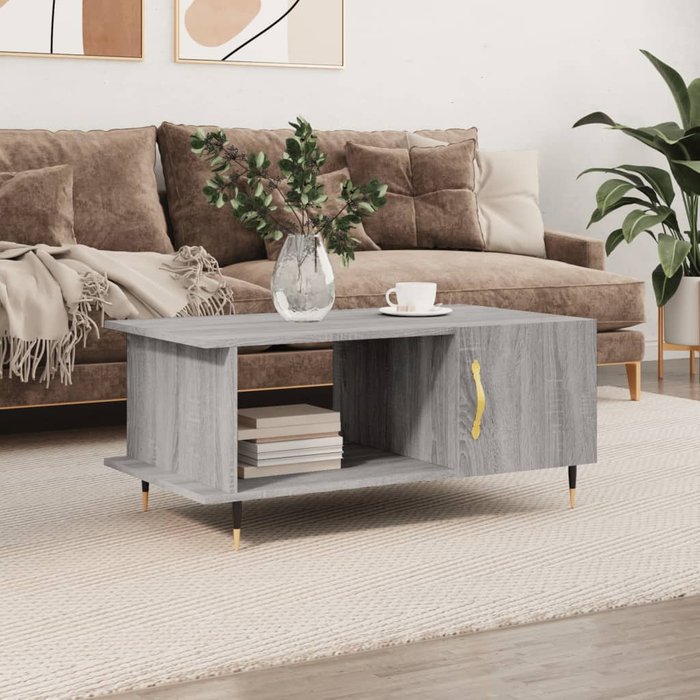 Mesa de centro sonoma gris 90x50x40 cm de madera contrachapada