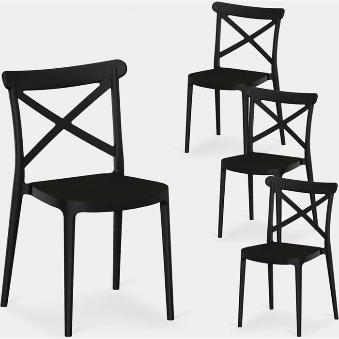 Packs 4 sillas polipropileno gris antracita 48 x 81 cm