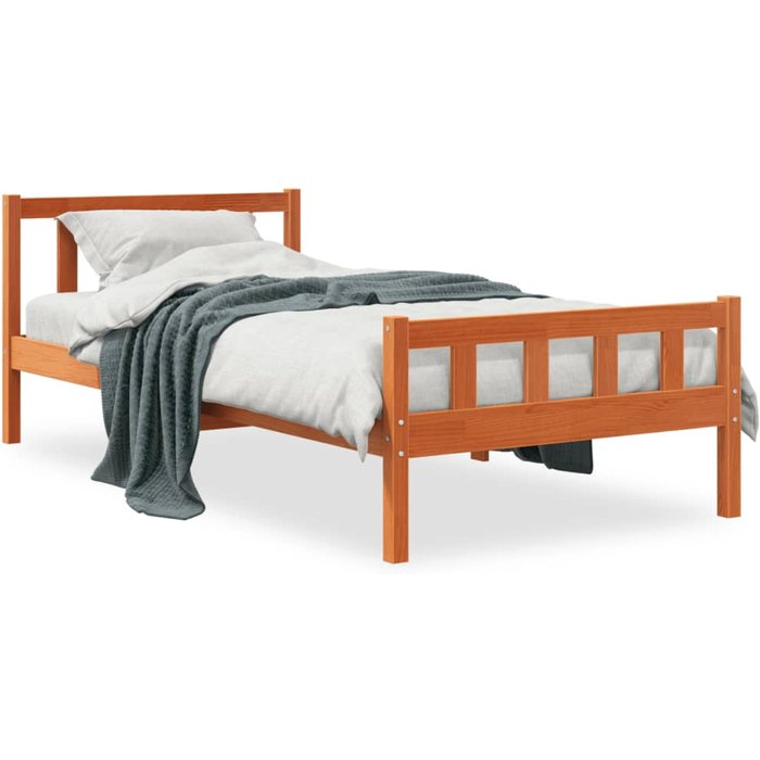 Estructura de cama sin colchón madera maciza marrón 75x190 cm — comfortxl