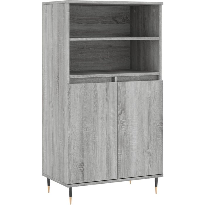Aparador alto de madera contrachapada gris sonoma 60x36x110 cm - comfortxl