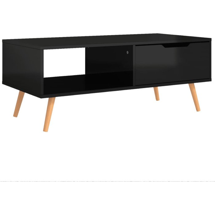 Mesa de centro madera ingeniería negro brillante 100x49,5x43 cm
