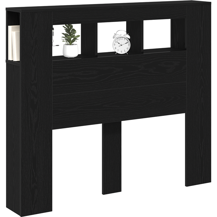 Cabecero con almacenaje y luz led roble negro 120x18,5x103,5 cm cfw52890