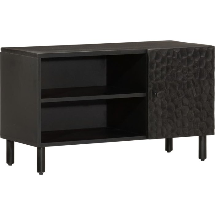 Vidaxl mueble de tv madera maciza de mango negro 80x31x46 cm
