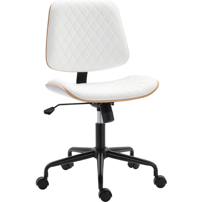 Silla de escritorio homcom cuero sintético blanco 48.5x53x98 cm 921-916v00wt