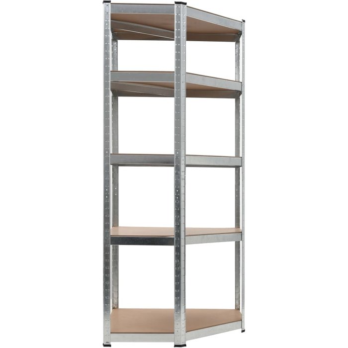 Estantería esquina 5 niveles madera contrachapada y acero plata- comfortxl