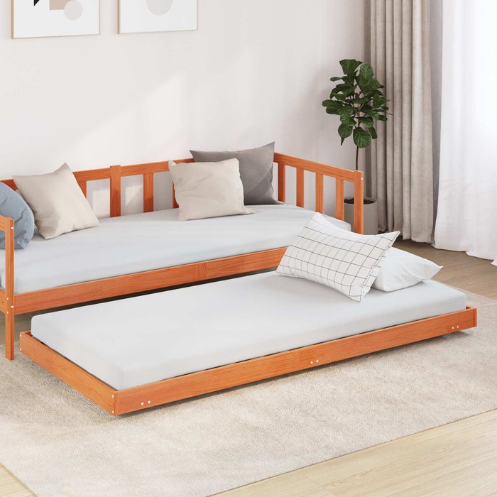 Estructura de cama marrón cera 70 x 190 cm