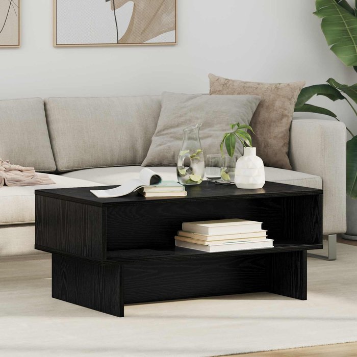 Maison exclusive - mesa de café roble negro 80 x 46 x 35 cm madera de ingeniería