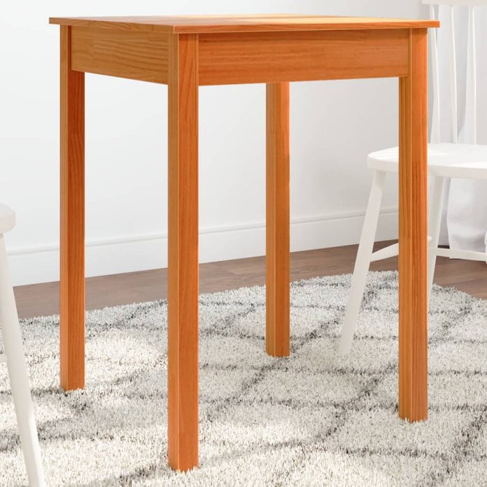 Vidaxl mesa de comedor madera maciza de pino marrón cera 55x55x75 cm