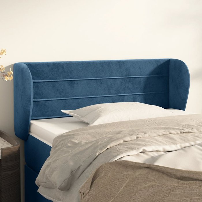 Cabecero con orejas azul oscuro 83x23x78/88 cm terciopelo