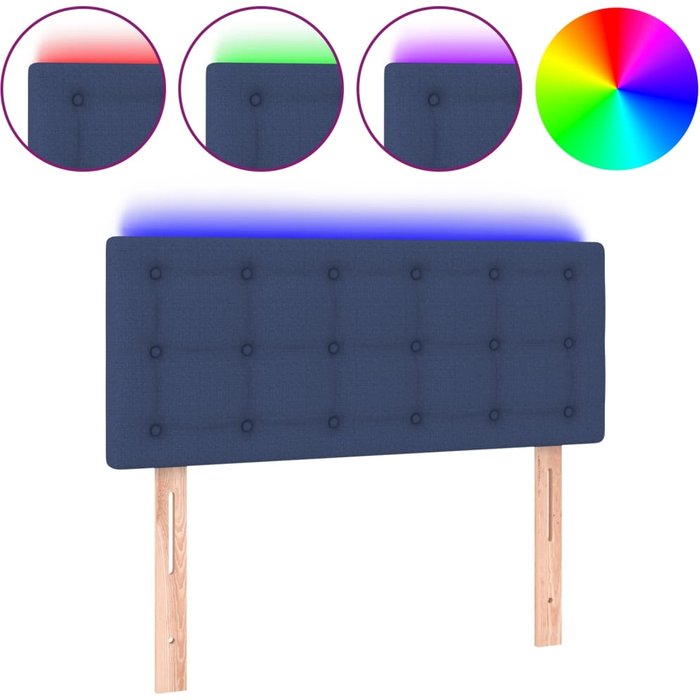 Cabecero con led de tela azul 100x5x78/88 cm - comfortxl