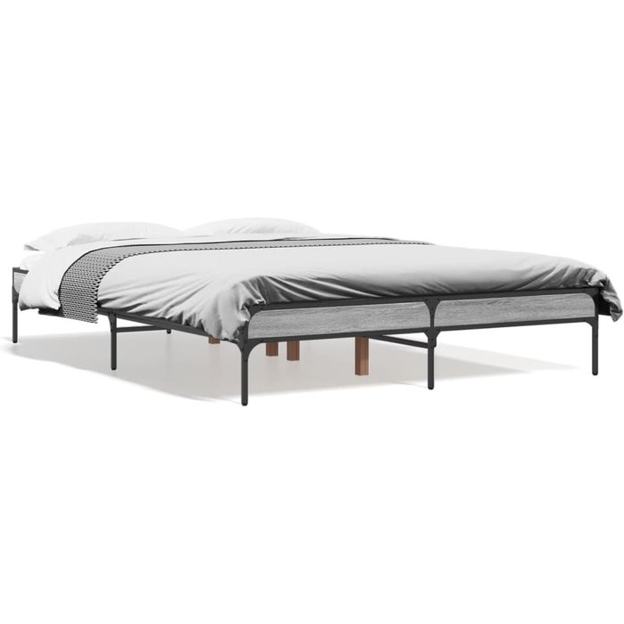 Vidaxl estructura cama madera ingeniería metal gris sonoma 140x190 cm