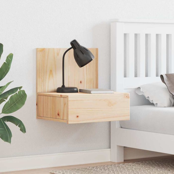 Mesita de noche marrón, 42 x 32,5 x 40 cm, madera maciza de pino