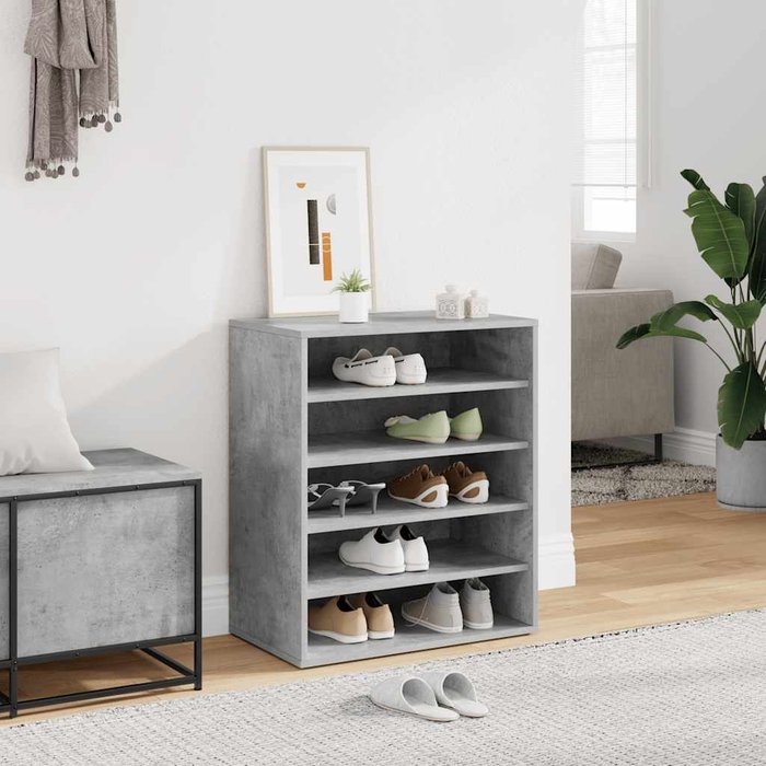 Zapatero, gris hormigón, 60x35x70 cm, madera de ingeniería