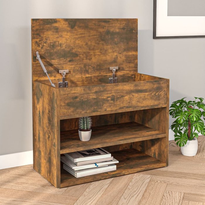 Maison exclusive - banco zapatero madera contrachapada roble ahumado 60x30x45 cm
