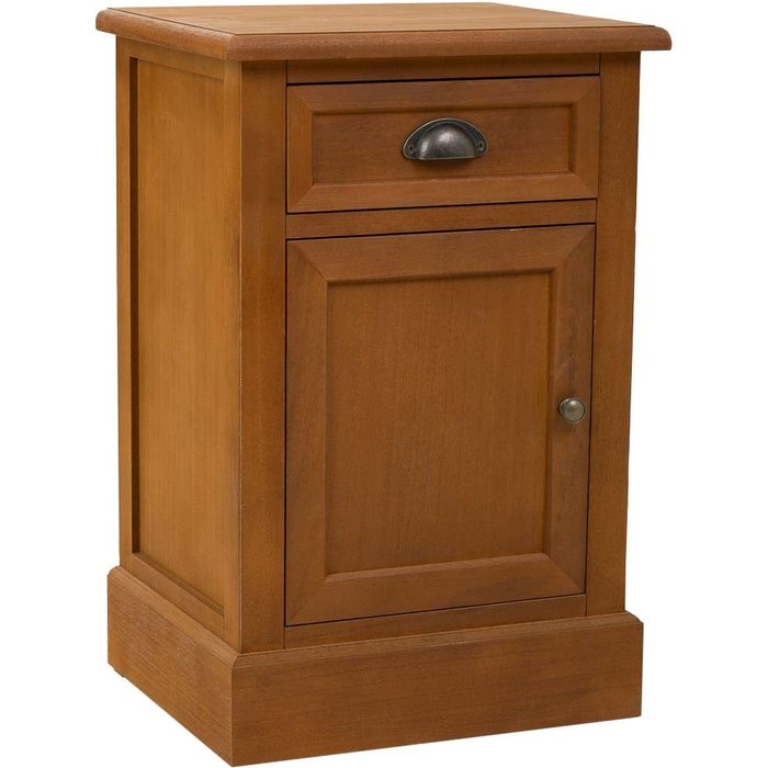 Mesita de madera de 1 cajon y 1 puerta marrón 41,5x35x63