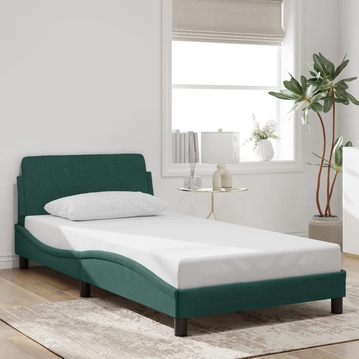Estructura de cama dover terciopelo verde oscuro 100x200 cm