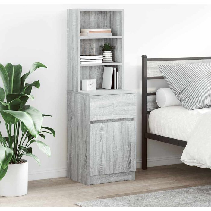 Mesita de noche sonoma gris, 39x35x125 cm, madera de ingeniería.