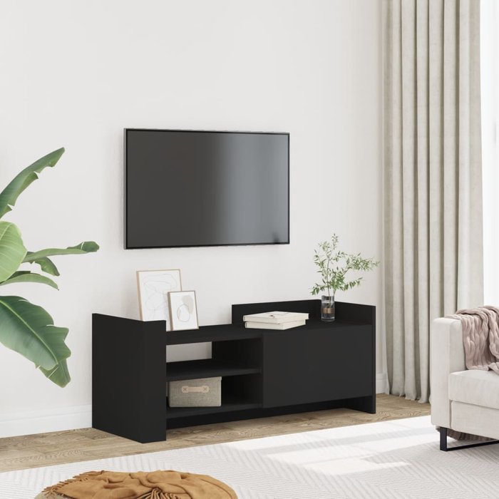 Mueble tv negro 100x35x40 cm madera contrachapada