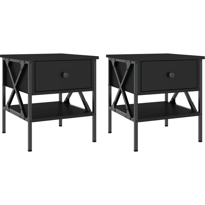 Mesitas de noche 2 piezas madera contrachapada negra 40x42x45 cm