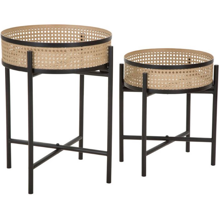 Juego de 2 mesas de metal marrón y negro ø 40x50-35x40 cm