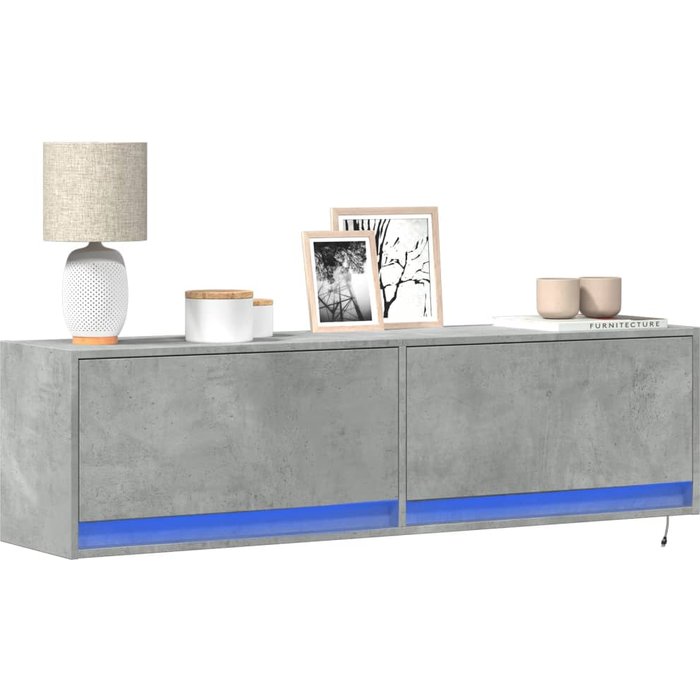 Mueble de pared tv con luces led gris hormigón 140x31x38 cm vidaxl