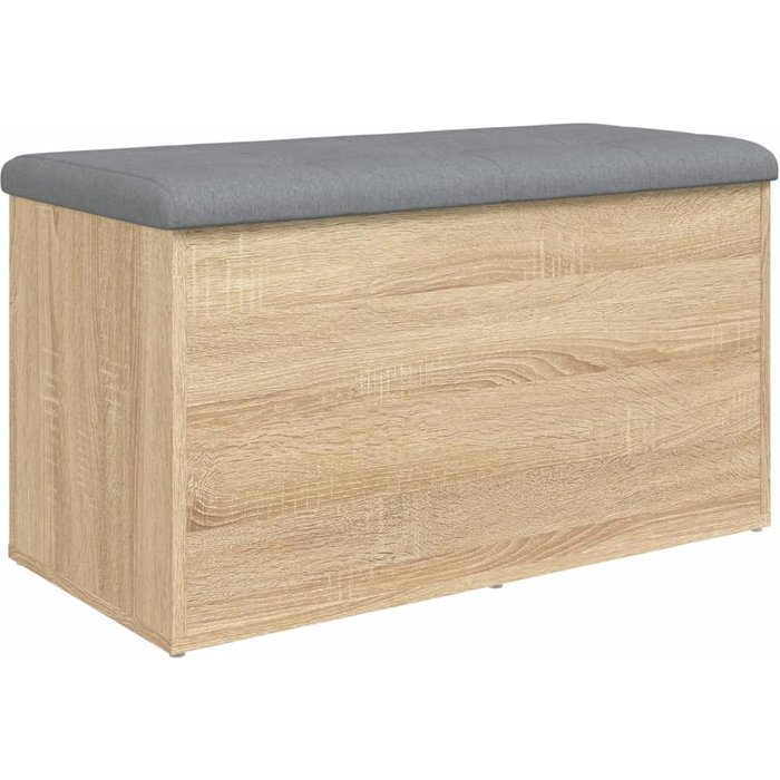 Banco con almacenaje madera ingeniería roble sonoma 82x42x45 cm - comfortxl