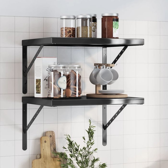 Maison exclusive - estantes de pared 2 uds acero inoxidable negro 50x40x3 cm