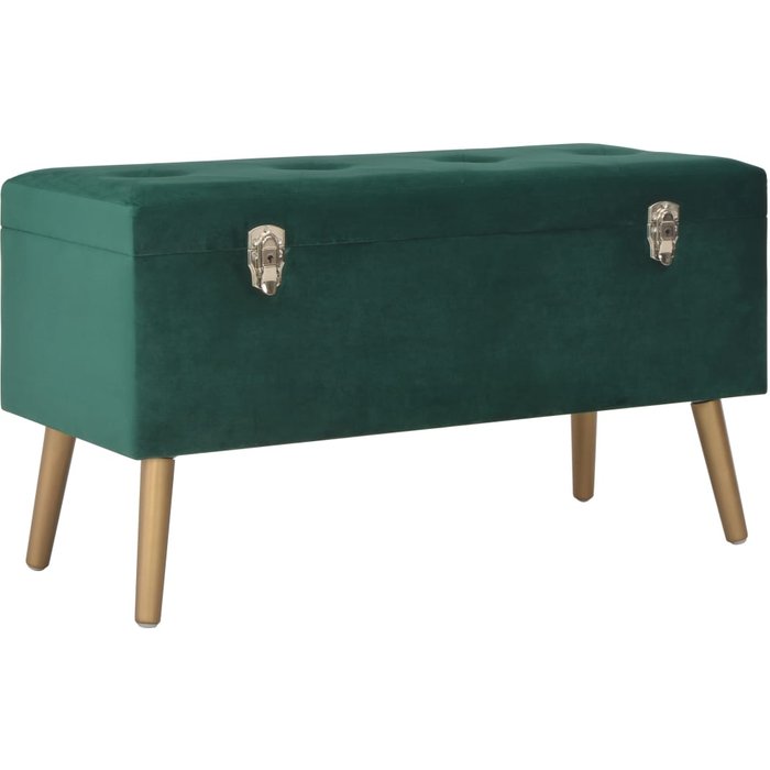 Banco con compartimento de terciopelo verde 80 cm