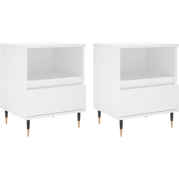 Mesitas de noche 2 piezas madera contrachapada blanca 40x35x50 cm