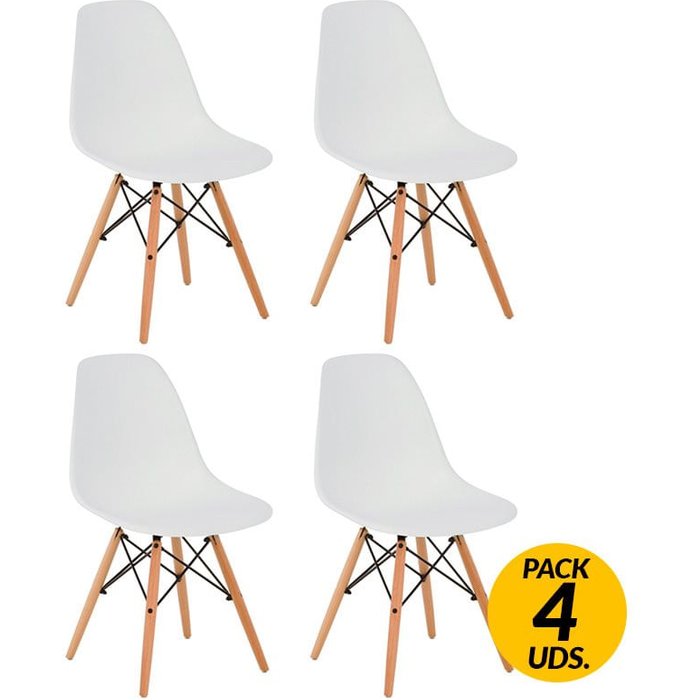 Pack de 4 sillas dinamarca blanco 82x42x46 cm
