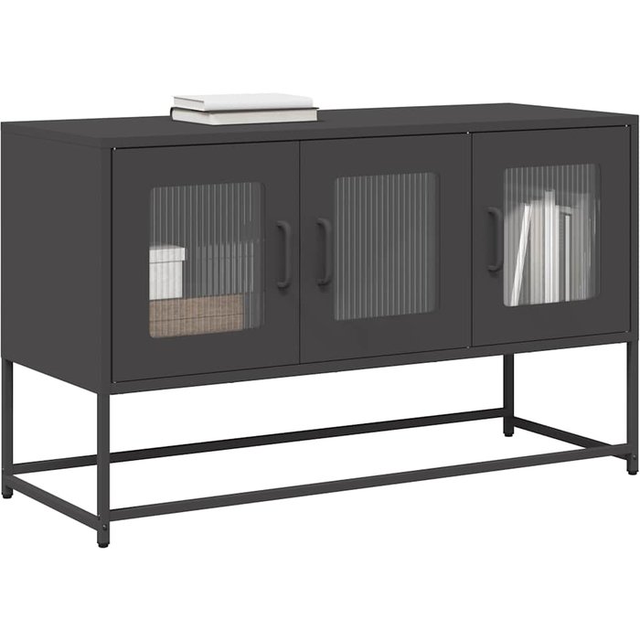 Mueble tv negro 100,5x39x60,5 cm acero laminado en frío