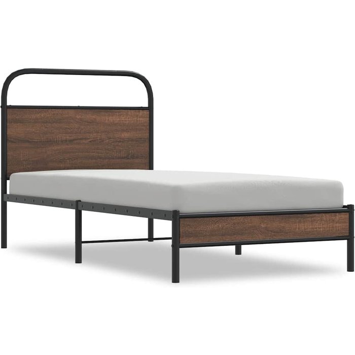 Estructura de cama sin colchón 107x203 cm madera marrón roble — comfortxl
