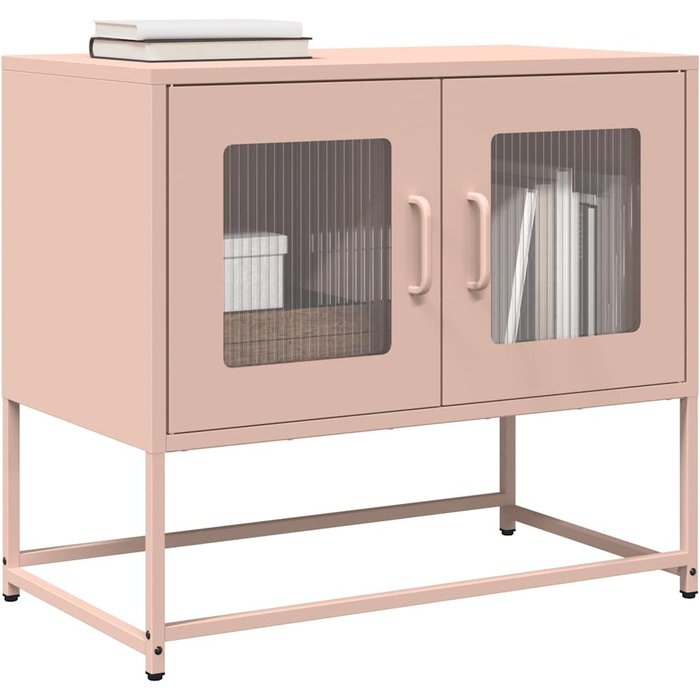 Mueble de tv rosa, 68x39x60,5 cm, acero laminado en frío