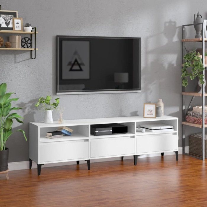 Mueble tv blanco 150x30x44,5 cm de madera de ingeniería