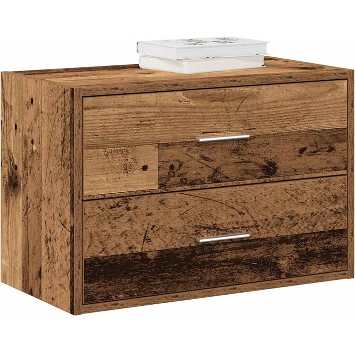 Armario 2 cajones madera vieja 60x31x40 cm madera contrachapada