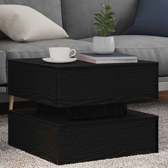 Mesa de centro con luces led roble negro 50x50x40 cm