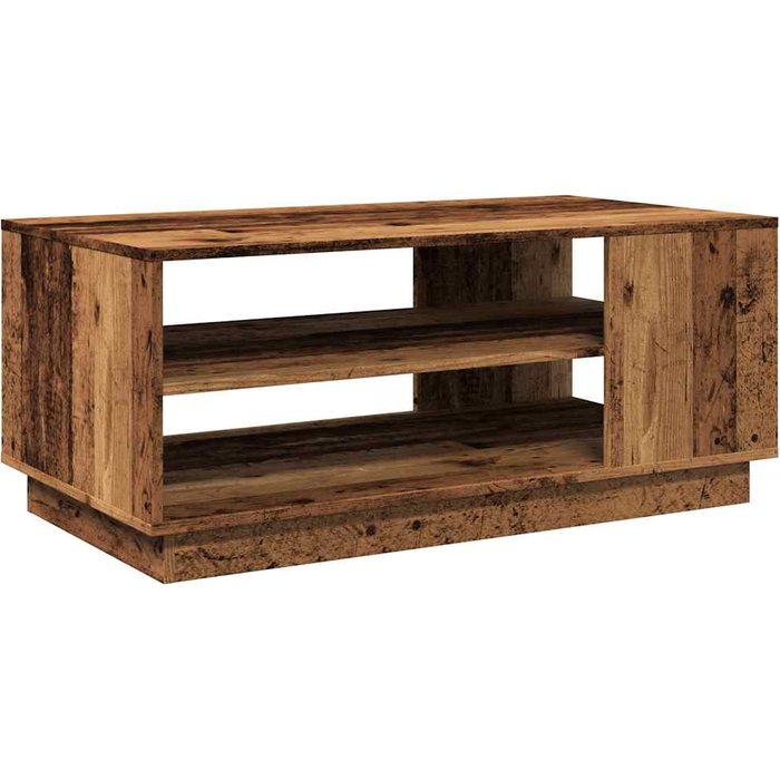 Mesa de centro madera ingeniería madera envejecida 102x55x43 cm - comfortxl